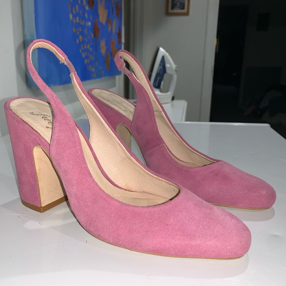 Free People Pink Suede Heels Size 6